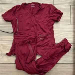 Jaanuu Deep Red Scrub Ensemble